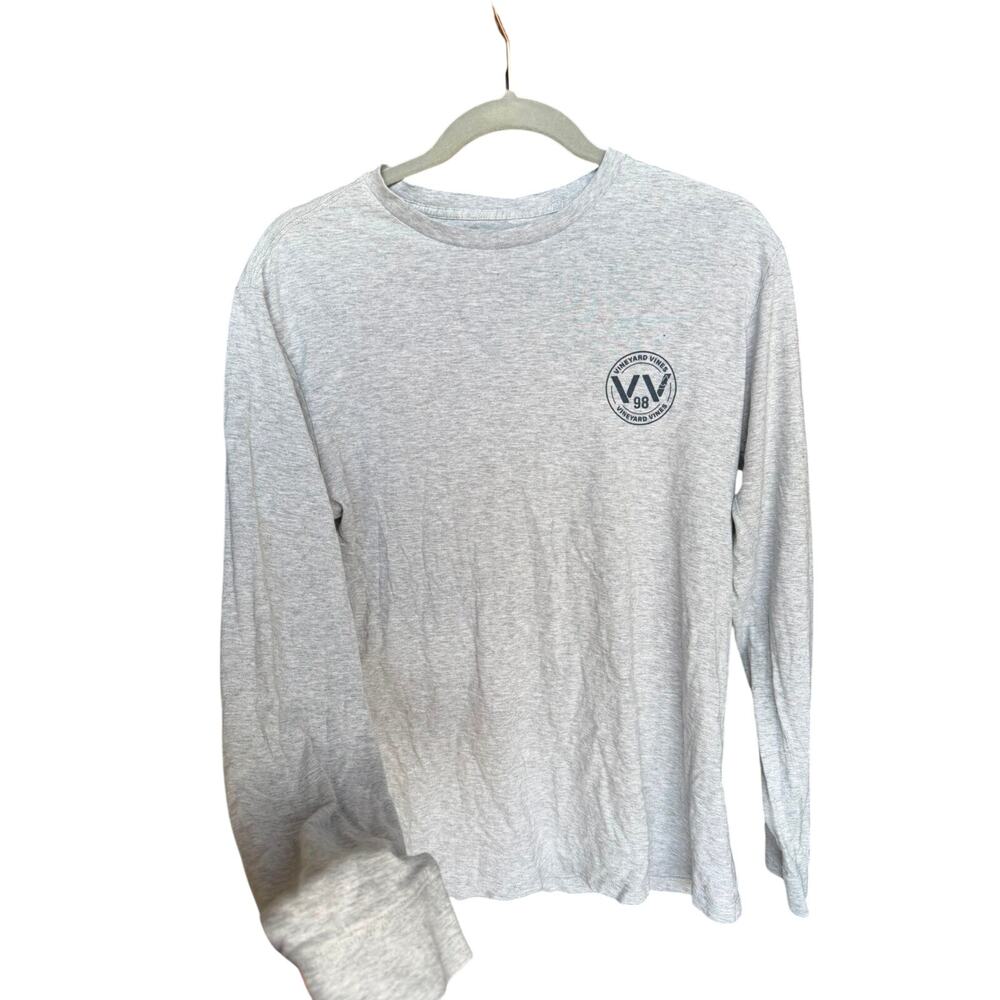 Vineyard Vines Gray Long Sleeve Graphic Tee Men’s Small 100% Cotton